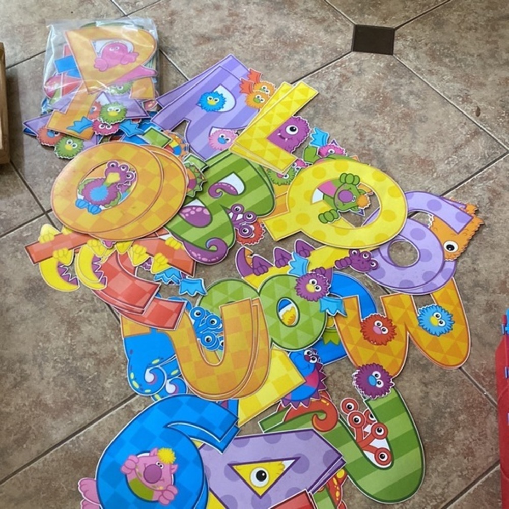 Large box of Cute Monster / Alien letter‎ number cut out decorations